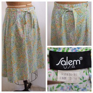 vtg 70s SALEM USA Mod Retro Floral A-Line Skirt Schoolgirl Cottagecore M/L EUC